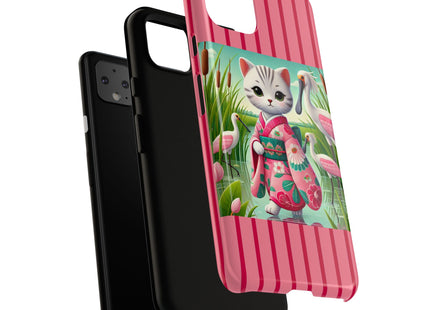 Geisha Kitten Strolls Among the Spoonbills Phone Cases