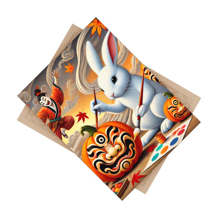 Halloween Rabbit’s Kabuki Jack-o’-Lanterns Ceramic Tile