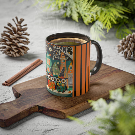 Night of the Trick-or-Treating Owlets Colorful Mugs, 11oz