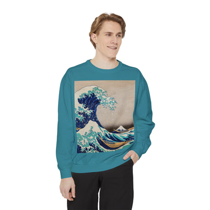 The Great Wave off Kanagawa by Katsushika Hokusai Garment-Dyed Sweatshirt