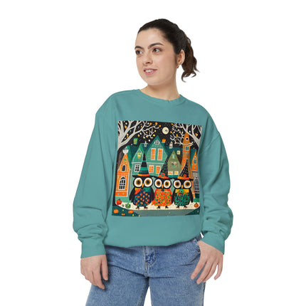 Night of the Trick-or-Treating Owlets Unisex Garment-Dyed Sweatshirt