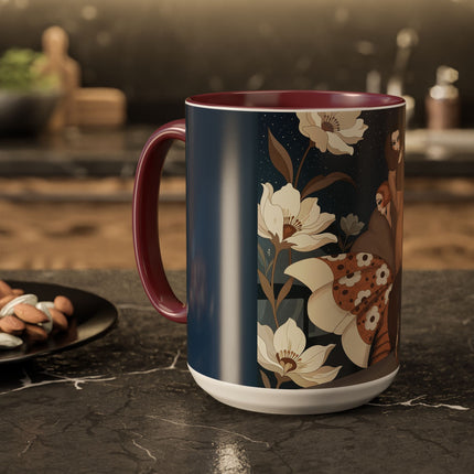 🌸✨ The Midnight Magnolia Masquerade Colorful Mug – Art Deco Nocturne