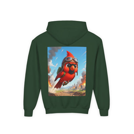 Cardinal Dive Bomber Youth Hooded Sweatshirt – Bold Flight & Fearless Adventure