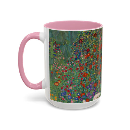 Farm Garden with Sunflowers by Gustav Klimt Colorful Mugs (11oz, 15oz)