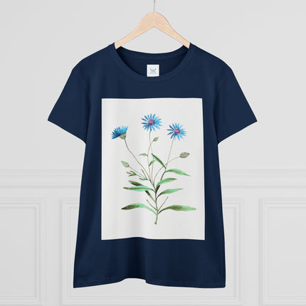 Blue Strawflower by Anselmus Boëtius de Boodt Women's Midweight Cotton Tee