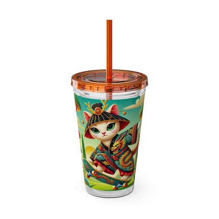 Dragon Dance on Wheels Sunsplash Tumbler with Straw, 16oz