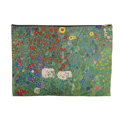 Farm Garden with Sunflowers Accessory Pouch – Gustav Klimt Floral Art Bag