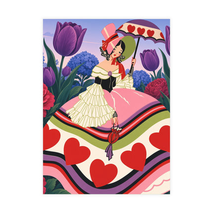 ❤️☂️ The Heart Parasol Promenade Postcards With Envelopes – Art Deco Floral Romance