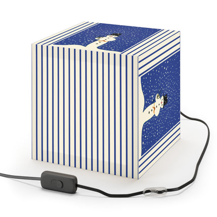 Snowman in Falling Snow Light Cube Lamp