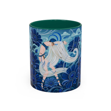 💙🌸 The Sapphire Wind Dancer Colorful Mug – Art Deco Floral Fantasy