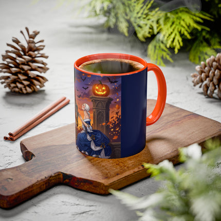 🎃💙 The Pumpkin Lantern Courtship Colorful Mug – Romantic Halloween Elegance