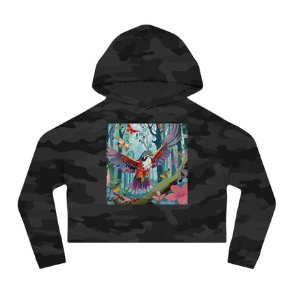 A Colorful Raptor Women’s Cropped Hooded Sweatshirt