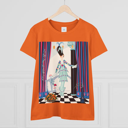 🌸🎭 The Lady Of The Garden Salon Cotton Tee – Art Deco Floral Elegance