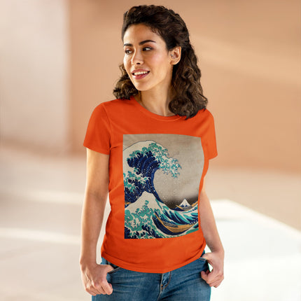 The Great Wave off Kanagawa by Katsushika Hokusai Women's Midweight Cotton Tee