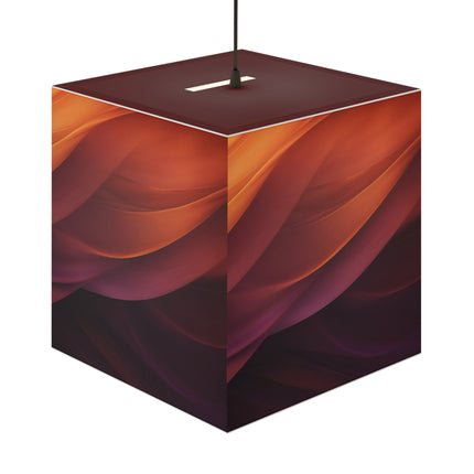 Wave Pattern with Intertwined Hues of Orange, Rose, Maroon, and Purple Light Cube Lamp