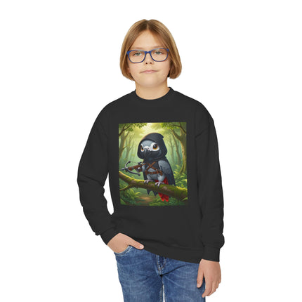The African Grey Sentinel Youth Crewneck Sweatshirt – Wisdom, Courage & Woodland Adventure