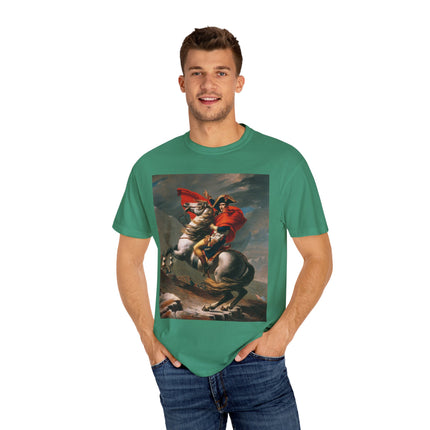 Napoleon Crossing the Alps by Jacques-Louis David Unisex Garment-Dyed T-shirt