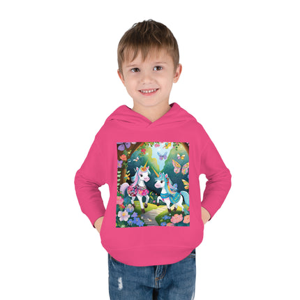 Baby Unicorns and Fluttering Butterflies Toddler Pullover Fleece Hoodie