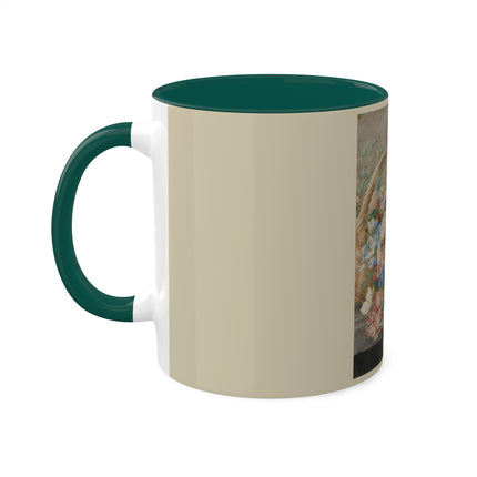 A Basket with Flowers by Herman Henstenburgh Colorful Mugs, 11oz