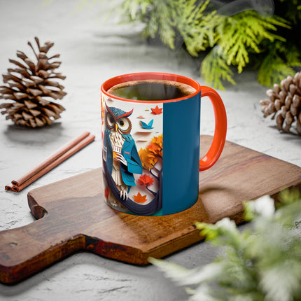 Owl at an Autumn Park Colorful Mugs (11oz, 15oz)