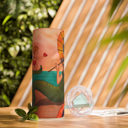 Mermaid with Parasol and Cupid by George Barbier Skinny Matte Tumbler, 20oz