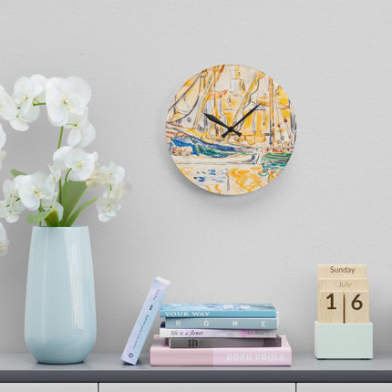 Saint-Tropez by Paul Signac Acrylic Wall Clock, Round and Square