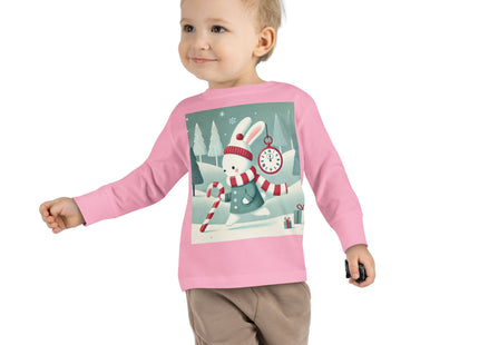 Candy Cane Timekeeper Bunny Toddler Long Sleeve Tee