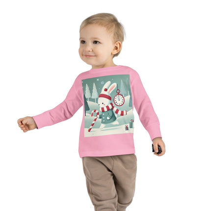Candy Cane Timekeeper Bunny Toddler Long Sleeve Tee