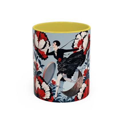 ❤️🌺 The Scarlet Blossom Dancer Colorful Mug – Art Deco Fashion Whimsy