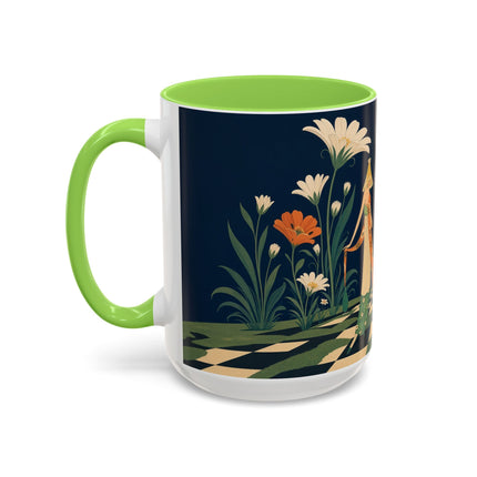 🌼🧡 The Midnight Floral Masquerade Colorful Mug – Art Deco Fashion Fantasy