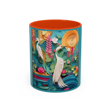 Elegant Egret Oasis Colorful Mugs (11oz, 15oz)