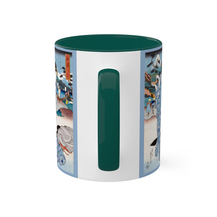 Japanese woman woodblock print by Keisai Eisen Colorful Mugs, 11oz
