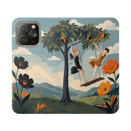 🌳🌺 The Ladies Of The Garden Swing Flip Case – Art Deco Floral Adventure