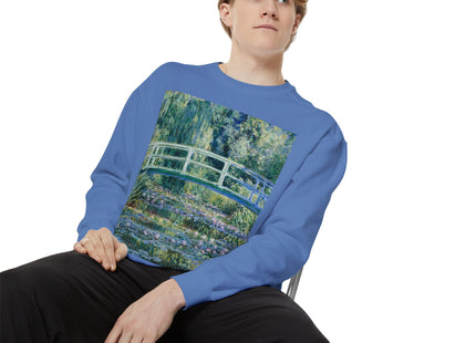 Water Lilies and Japanese Bridge by Claude Monet Unisex Garment-Dyed Sweatshirt