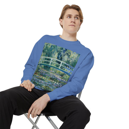 Water Lilies and Japanese Bridge by Claude Monet Unisex Garment-Dyed Sweatshirt