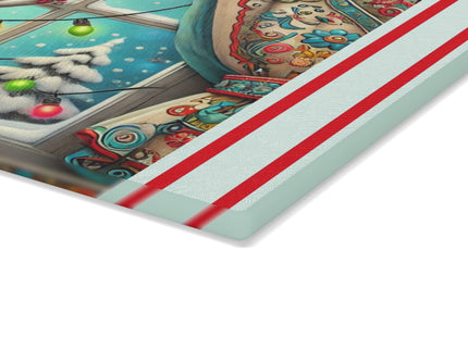 Mischief in Tinselland Glass Cutting Board