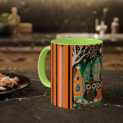 Night of the Trick-or-Treating Owlets Colorful Mugs, 11oz