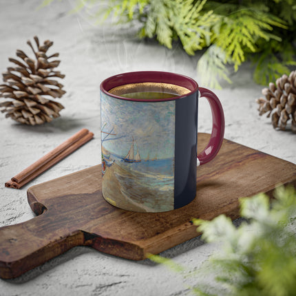 Fishing Boats on the Beach at Saintes-Maries by Vincent Van Gogh Colorful Mugs, 11oz