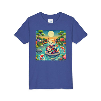 Melodic Kitten by the Koi Pond Youth Short Sleeve Tee