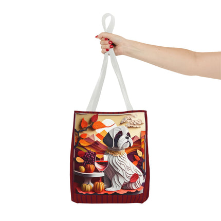 Shih Tzu at an Autumn Wine Tasting Tote Bag (AOP)
