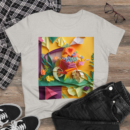 Origami Bicycle Women's Midweight Cotton Tee