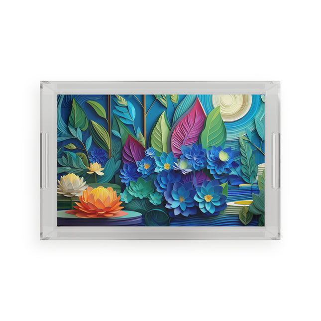 Ethereal Moonlit Lake Acrylic Serving Tray