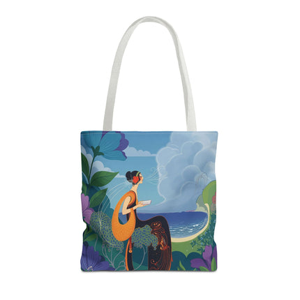 🌊🌺 The Lady Of The Seaside Garden Tote Bag – Art Deco Coastal Fantasy
