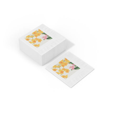 Golden Bow Orchid by Tanigami Kônan White Coined Napkins