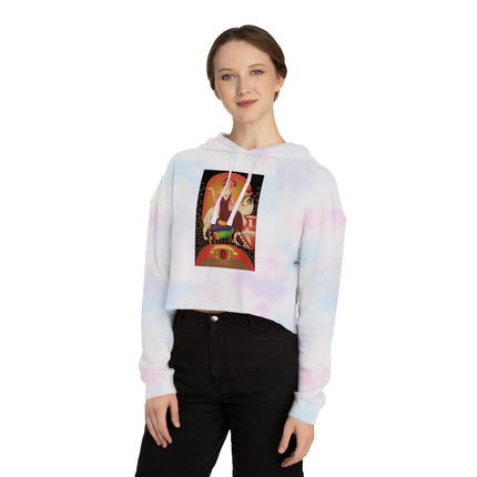 January & Garnet (from the Gem Series) by Sofia Chiostri Women’s Cropped Hooded Sweatshirt