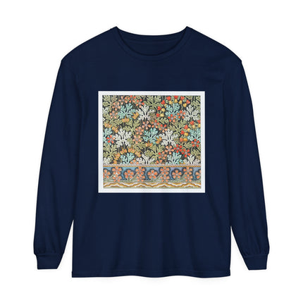 Art Nouveau Geranium Flower Garment-dyed Long Sleeve T-Shirt