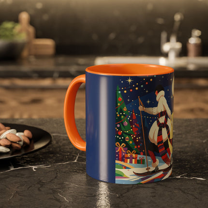 🌙🎿 The Moonlit Christmas Skier Colorful Mug – Whimsical Holiday Fantasy