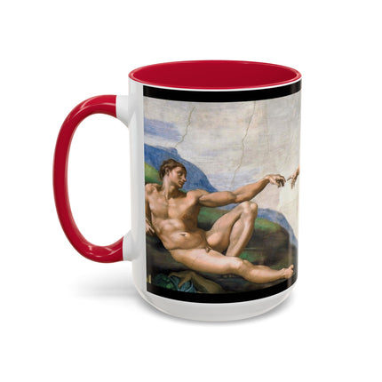 The Creation of Adam by Michelangelo Buonarroti Colorful Mugs (11oz, 15oz)