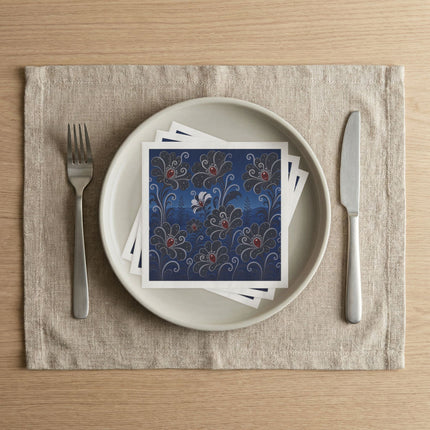 🌙🖤 The Midnight Jewel Flower Garden Napkins – Art Deco Botanical Elegance