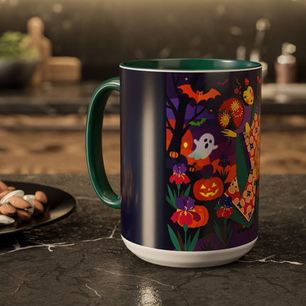 🌙🎃 The Moonlit Garden Masquerade Colorful Mug – Floral Halloween Charm